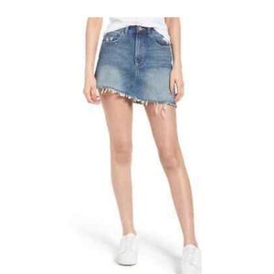 DL1961 Georgia Asymmetric Raw Hem Denim Mini Skirt